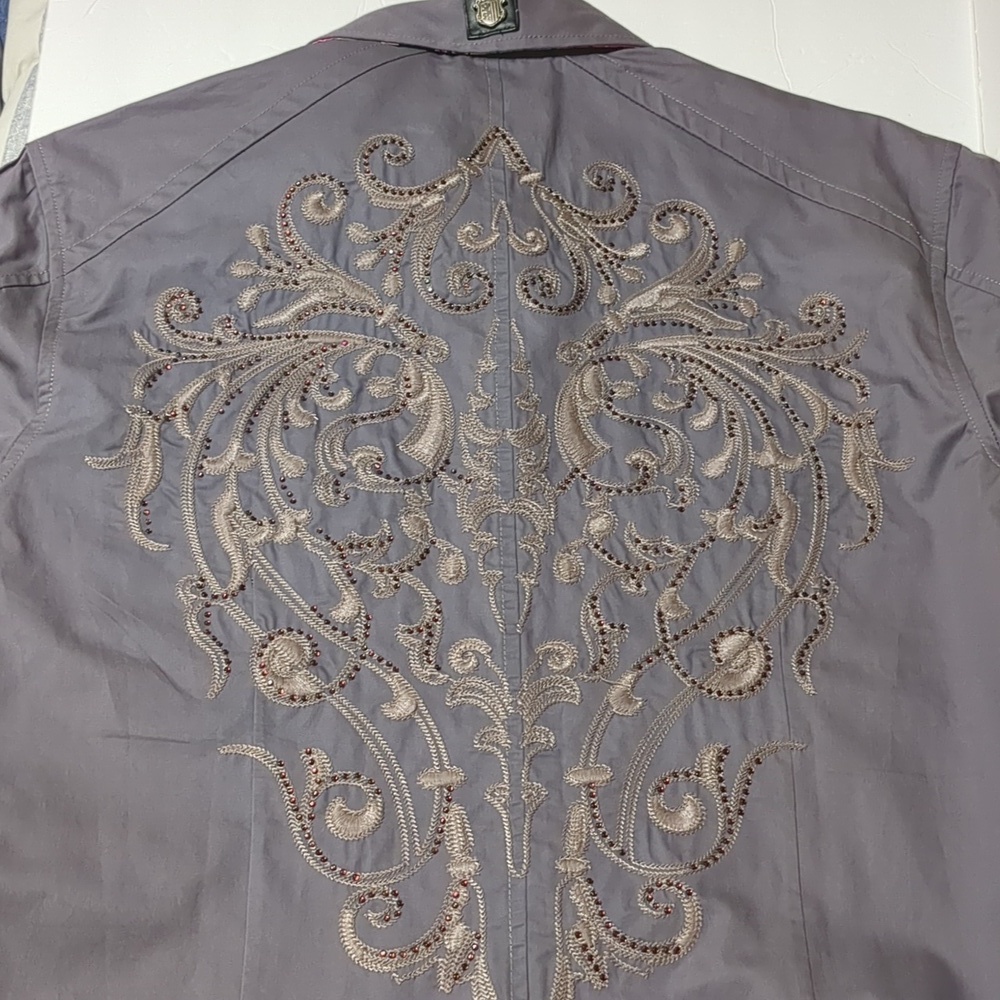 Toku Men’s Button Down Long Sleeve Shirt Dressy Casual Embroidery Size S